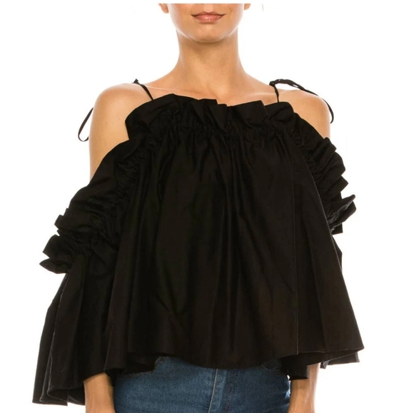 ASOS Black Off-Shoulder Ruffle Blouse - Picture 5 of 8